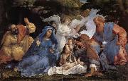 Lorenzo Lotto L'Adoration de l'Enfant Jesus avec la Vierge Marie et joseph,Elisabeth et Joachim et trois anges USA oil painting reproduction